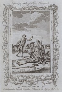 Generaal Wolfe Stervend in de Armen van een Grenadier en Vrijwilliger bij het Beleg van Quebec door Samuel (after) Wale
