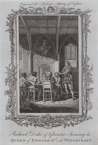 Richard, Hertog van Gloucester beschuldigt de koningin van Edward IV van hekserij door Samuel (after) Wale