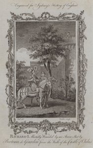 Richard I dodelijk gewond door een pijl geschoten door Bertram de Gourdon vanaf de muren van het kasteel van Chalus