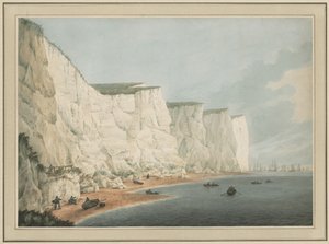 De vloot voor de kust, Beachy Head, ca. 1790-1805 door Samuel Atkins