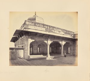 Agra; het fort, interieur van de zenana met mozaïekwerk, ander gezicht door Samuel Bourne