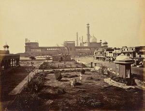 Delhi; De Jumma Musjid, vanuit het noorden door Samuel Bourne