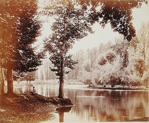 Uitzicht op het Dhul Kanaal, Kashmir, c.1865 door Samuel Bourne