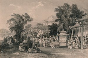 Huwelijksprocessie bij de Blauwe-wolk Kreek, Chin-keang-foo, ca. 1843-1858