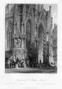 De fontein van St Maclou, Rouen, Frankrijk, 19e eeuw door Samuel Bradshaw