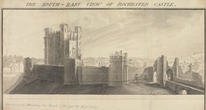 Het Zuidoostelijke Uitzicht op Rochester Castle door Samuel Buck