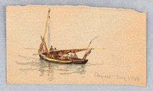 Boten bij Étretat door Samuel Colman