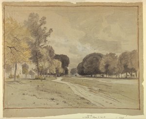 Tekening, Main Street, East Hampton, Long Island, 11 augustus 1880 door Samuel Colman