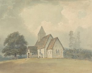 Kerk met Houten Klokkentoren - een van drie versies door Samuel Davis