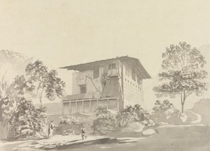 In het dorp nabij Tassisudon [Tashicho Dzong] door Samuel Davis