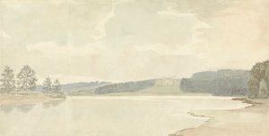 Rivierscène met een landhuis in de verte door Samuel Davis