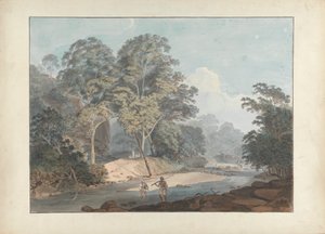 Rotsachtige rivier scène met sepoys door Samuel Davis