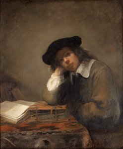 Portret van een studerende jongeman Zelfportret