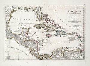 Een complete kaart van West-Indië met de kusten van Florida, Louisiana, Nieuw-Spanje en Terra Firma met alle eilanden