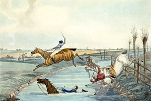 Tweede mijl, uit Steeplechasing (gegraveerd door Charles Hunt) door Samuel Henry (after) Alken