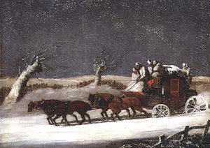 Postkoets in een Sneeuwstorm door Samuel Henry Alken