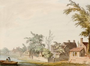 Een Dorp bij een Meer door Samuel Hieronymous Grimm