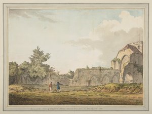 Ruïnes van het schip van de Boxgrove priorijkerk genomen vanuit het Kerkhof door Samuel Hieronymous Grimm