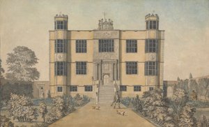 Barlborough Hall, nabij Chesterfield, Derbyshire: de hoofdgevel van de hal