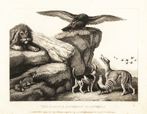 Jupiters vogel waarschuwt een vergadering van dieren. 1811