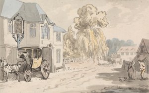 Ruiters buiten een herberg door Samuel Howitt