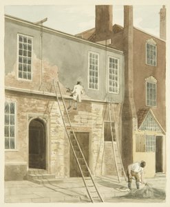 Huis in Castle Green, na het verwijderen van steunberen van het kasteel