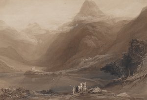 Llanberis-meer, Noord-Wales, 1820-30 door Samuel Jackson