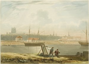 Uitzicht over de Drijvende Haven, ca.1825 door Samuel Jackson