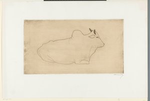 Liggende zebu door Samuel Jessurun de Mesquita (signed by artist)