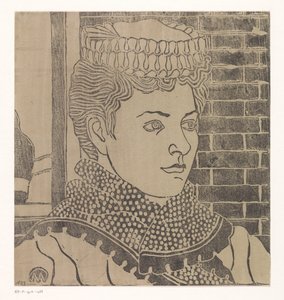 Vrouw met dienstbodemuts door Samuel Jessurun de Mesquita (signed by artist)