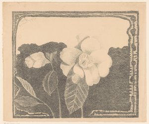 Camelia, links een bloem in knop door Samuel Jessurun de Mesquita
