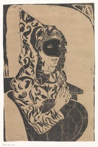 Gemaskerde vrouw met cape