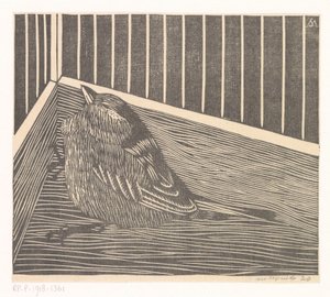 Vogel in hoek van een kooi door Samuel Jessurun de Mesquita