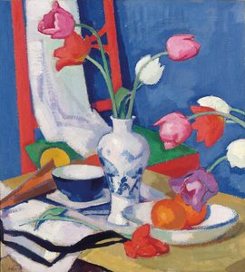 Rode Stoel en Tulpen