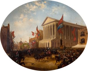 De Hertog van Cambridge verlaat het Stadhuis, Birmingham, 1857