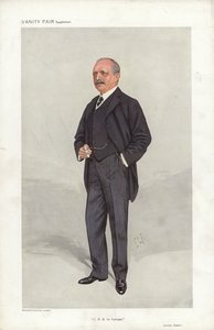 Archer Baker, C P R in Europa, Vanity Fair cartoon (kleur litho) door Samuel Luke (after) Fildes