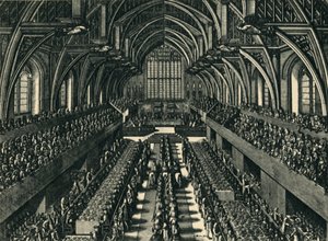 Het Kroningsdiner van James II in Westminster Hall, 1685 door Samuel Moore
