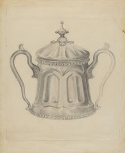 Pewter Suikerpot door Samuel O. Klein