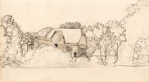 Een oude schuur in Shoreham door Samuel Palmer