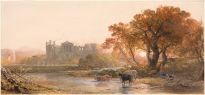 Avond in Italië—de verlaten villa door Samuel Palmer