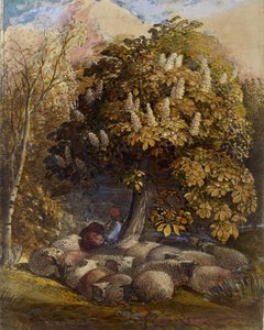 Pastoraal met een Paardenkastanjeboom, c.1830-31 door Samuel Palmer