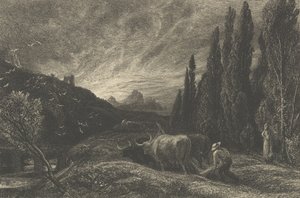 De Vroege Ploeger, of De Ochtend Verspreid Over de Bergen, voor 1861 door Samuel Palmer