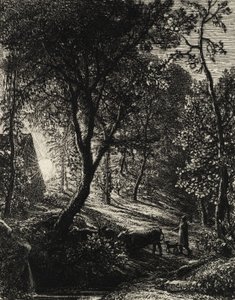 De herdershut of zonsondergang, 1850 door Samuel Palmer