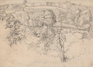 De primitieve cottage, Shoreham door Samuel Palmer