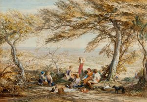 Het rustieke diner door Samuel Palmer