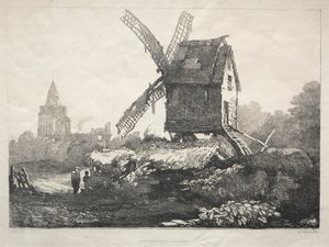 Een Serie Oude Gebouwen en Landelijke Huisjes in het Noorden van Engeland: In Crowland, Windmolen door Samuel Prout