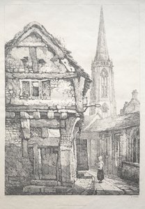 Een Serie Oude Gebouwen en Landelijke Huisjes in het Noorden van Engeland: In York, Straat naast Kloostermuur door Samuel Prout