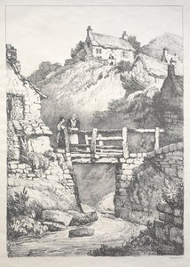 Een serie oude gebouwen en landelijke cottages in het noorden van Engeland: Runswick, 1821 door Samuel Prout