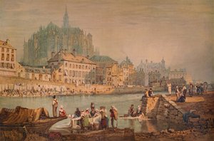 Kathedraalstad aan een rivier, c1825