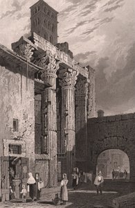 Zuilen van de Tempel van Mars Ultor, Rome, Italië, gravure door Samuel Prout